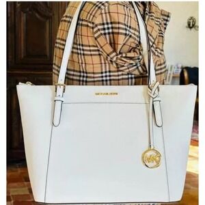 Michael Kors‎ Tote Bag Shoulder Bag White Leather Satchel Purse
